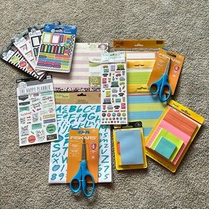 Lot of NEW office supplies/planner stickers/post-it’s/scissors